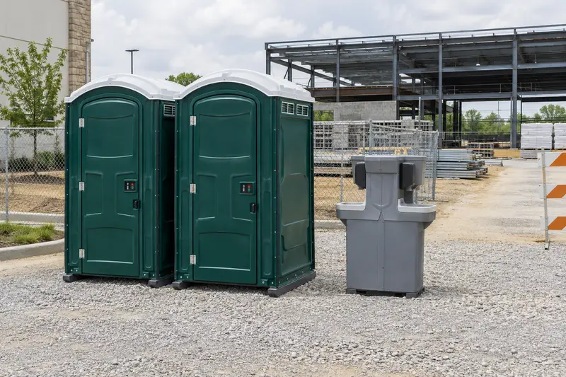 Portable toilets at a construction site